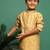 Soft gold boys kurta set with handcrafted jaquard and silk blend tradition meets flair