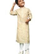 light yellow cotton printed kurta pajama for kids