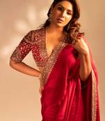 Red Color Sequence Embroidery Work  Rangoli Silk blend Saree