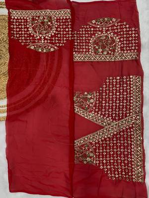 Red Color Sequence Embroidery Work  Rangoli Silk blend Saree 5