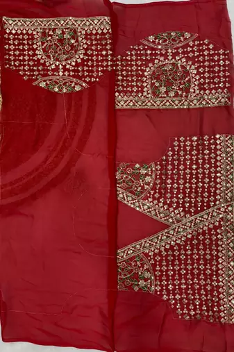 Red Color Sequence Embroidery Work  Rangoli Silk blend Saree