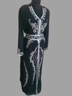 Black color Handmade Moroccan Kaftan with hijjab 2