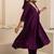 Purple plain dola silk anarkali set with neckline embroidery