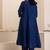 Navy blue plain dola silk anarkali set with neckline embroidery