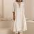 Ivory plain dola silk anarkali set with neckline embroidery