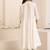 Ivory plain dola silk anarkali set with neckline embroidery