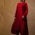 Red plain dola silk anarkali set