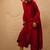Red plain dola silk anarkali set