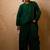 Dark green plain dola silk anarkali set