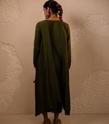 Green plain dola silk anarkali set