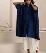 Navy blue plain cotton silk Kurta Set