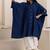 Navy blue plain cotton silk Kurta Set