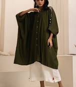 Green plain cotton silk Kurta Set