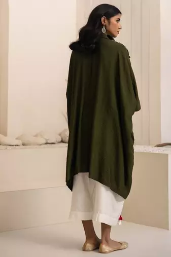 Green plain cotton silk Kurta Set