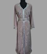 Chiku color luxurious Handmade Moroccan Kaftan with hijjab