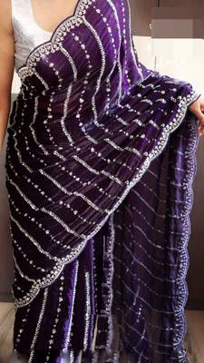 Purple Color Soft Shiny Pixel Crushed Space Silk blend Saree 1