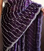 Purple Color Soft Shiny Pixel Crushed Space Silk blend Saree