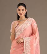 Peach Color Premium Crunchy Fabric Party Wear Saree