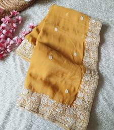 Yellow Color Premium Crunchy Fabric Party Wear Saree