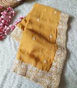 Yellow Color Premium Crunchy Fabric Party Wear Saree