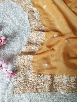 Yellow Color Premium Crunchy Fabric Party Wear Saree 2