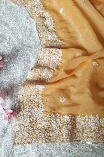 Yellow Color Premium Crunchy Fabric Party Wear Saree