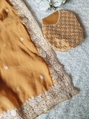 Yellow Color Premium Crunchy Fabric Party Wear Saree 3