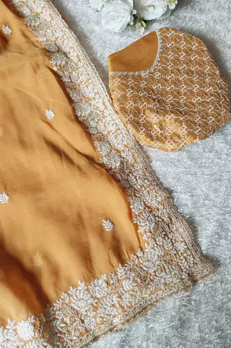 Yellow Color Premium Crunchy Fabric Party Wear Saree