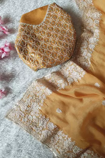 Yellow Color Premium Crunchy Fabric Party Wear Saree