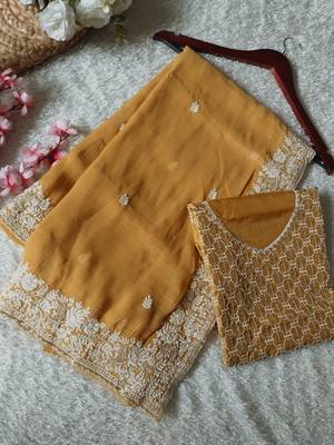 Yellow Color Premium Crunchy Fabric Party Wear Saree 5