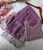 Purple Color Premium Crunchy Fabric Party Wear Saree