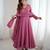 Mauve pink handwork faux georgette stitched anarkali gown with princess choli & dupatta partywear ethnic dress