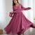 Mauve pink handwork faux georgette stitched anarkali gown with princess choli & dupatta partywear ethnic dress