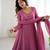 Mauve pink handwork faux georgette stitched anarkali gown with princess choli & dupatta partywear ethnic dress