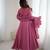 Mauve pink handwork faux georgette stitched anarkali gown with princess choli & dupatta partywear ethnic dress