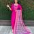 Pink roman silk handwork Kurta pant with dupatta
