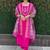 Pink roman silk handwork Kurta pant with dupatta