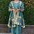 Teal roman silk handwork cotton inner Kurta set