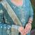 Teal roman silk handwork cotton inner Kurta set