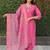 Pink roman silk handwork Kurta pant with dupatta
