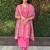 Pink roman silk handwork Kurta pant with dupatta