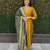 mustard yellow roman silk handwork & nylon muslin Kurta pant with dupatta