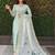Sea green roman silk handwork Kurta pant with dupatta