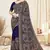 Navy blue color resham multi kashmiri embroidery work saree with blouse
