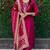 Cherry roman silk handwork & nylon muslin Kurta pant with dupatta