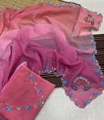 Pink Color Party Wear Two Tone Crunchy Silk Saree