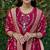 Cherry roman silk handwork & nylon muslin Kurta pant with dupatta