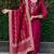 Cherry roman silk handwork & nylon muslin Kurta pant with dupatta