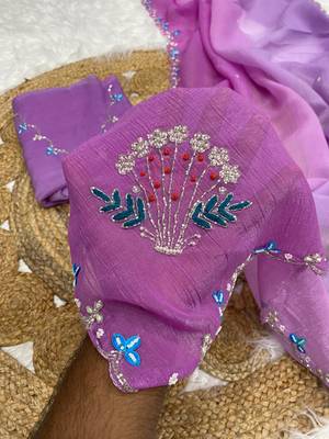 Lavender Color Party Wear Two Tone Crunchy Silk Saree 2