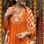 Saffron viscose chanderi silk gown pant with dupatta